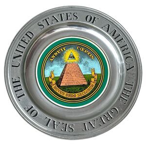 Vintage Wilton RWP Pewter Plate 11" Great Seal USA American Eagle Patriotic Deco